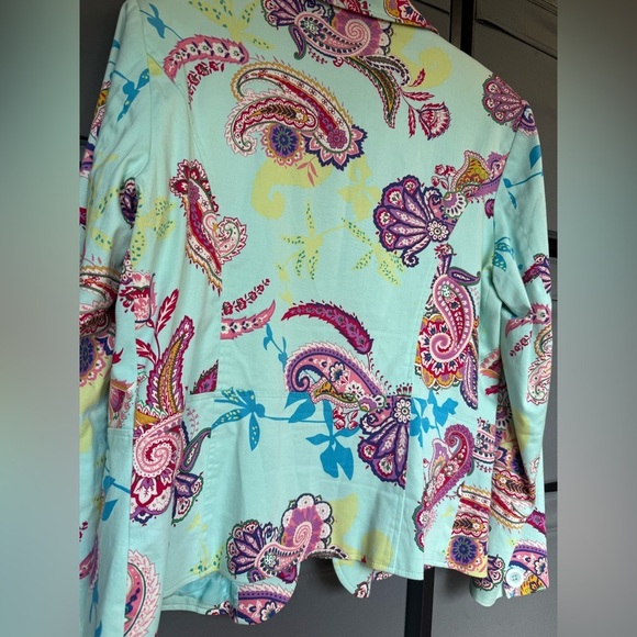 Peter Nygard Teal Paisley Blazer - Picture 9 of 9